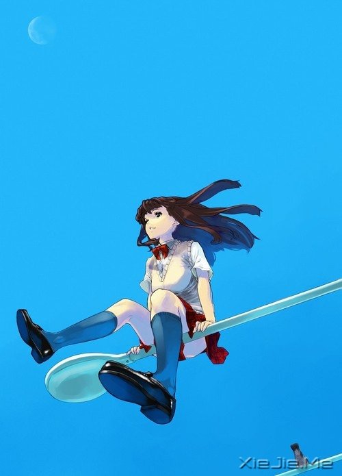 唯美蓝色调插画图片